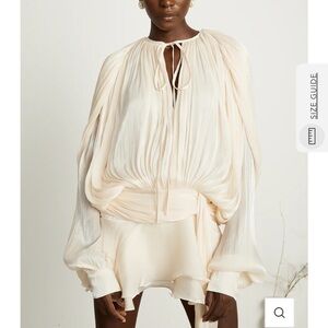 Miss Rosier EUGÉNIE FULLY-PLEATED RUFFLED MINI DRESS IN NEUTRALS
